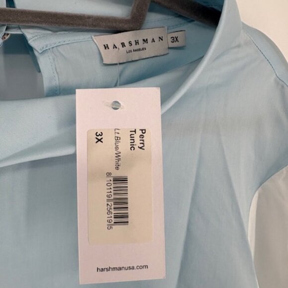 Harshman “Perry” Colorblock Funnel-Neck Tunic in White & Blue – NWT – 3X - Picture 5 of 10